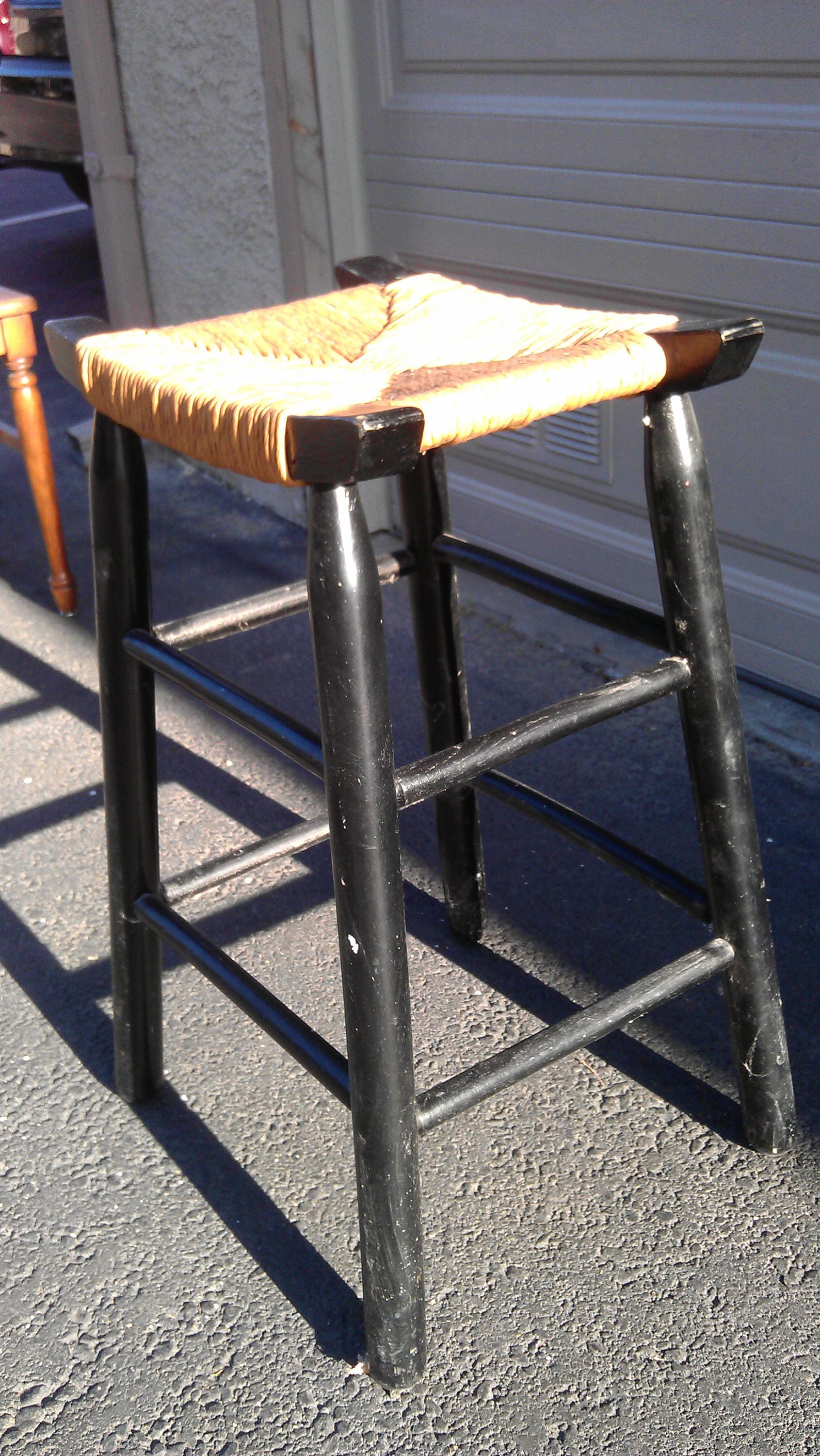 Bar Stool Rush Seat Wood Drafting Art Dining Chair Wood Boho Chic