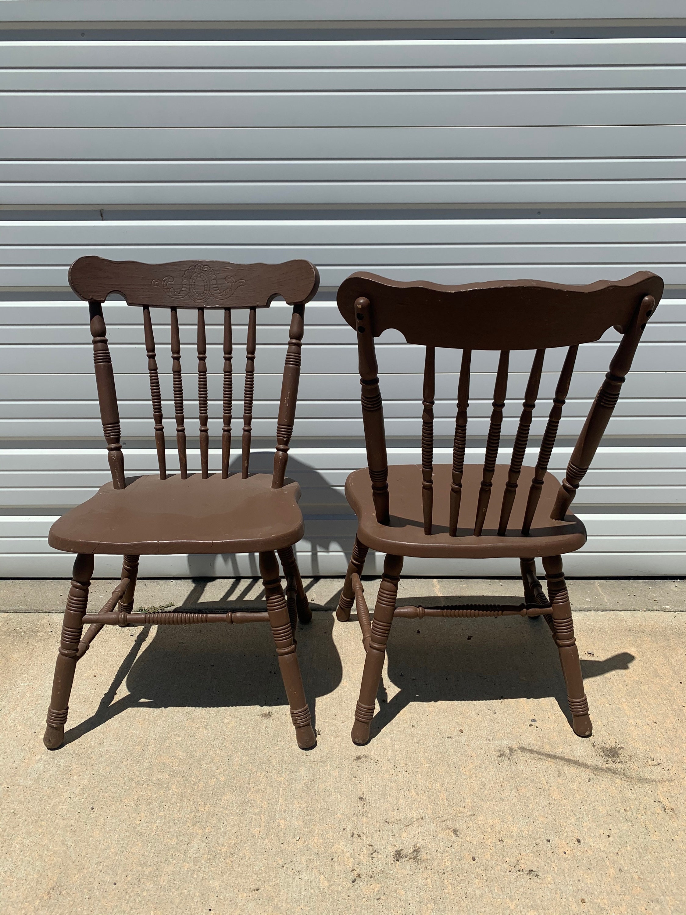 Pair of Antique Chairs Spindle Back Traditional American Empire