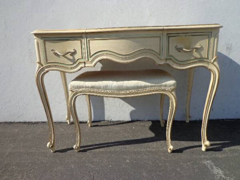 Vintage Vanity Desk Drexel Touraine Bench French Provincial Etsy