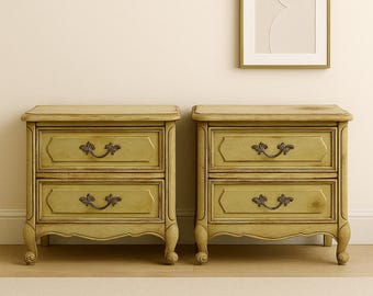Vintage French Provincial Nightstands: Pair of Bedside Tables CUSTOM PAINT Available