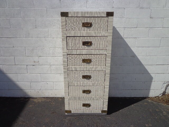 Vintage Lingerie Chest Tall Narrow Dresser Bedroom Storage Brass