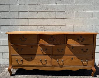 Traditional Tiger Oak Wood Dresser Chest of Drawers Bedroom Storage Vintage Country French Farmhouse Style CUSTOM PAINT AVAIL