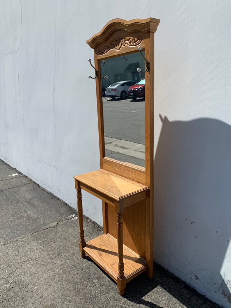 Antique Hall Tree Coat Rack Mirror Garment Rack Closet Entry Etsy