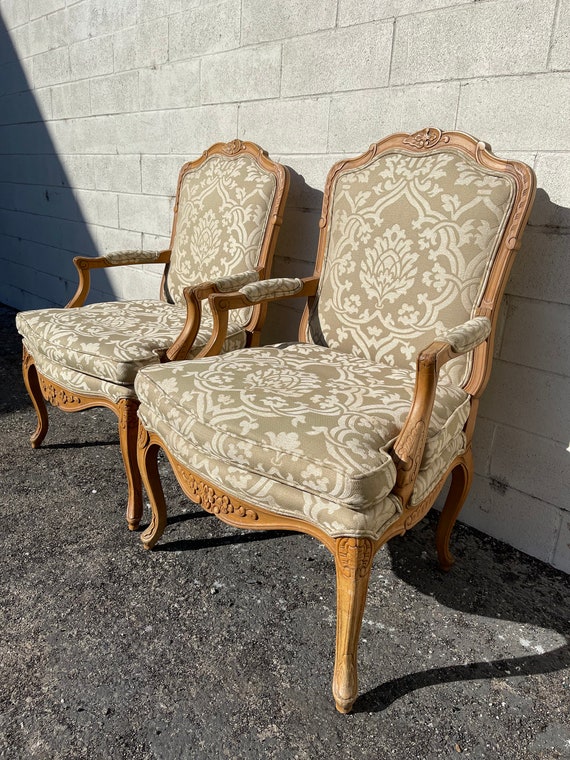 Pair of Bergere Chairs Antique Armchairs French Provincial Accent
