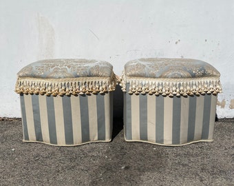 Pair of Stools Ottoman French Provincial Seating Bench Chair Hassock Footstool Boho Hollywood Regency Traditional Chic