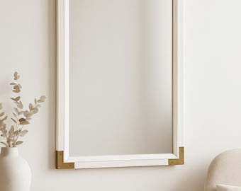 Mirror Wall Campaign Brass Vintage Vanity Bohemian Boho Chic Coastal Beachy Chinoiserie Bedroom Hollywood Regency White CUSTOM PAINT AVAIL