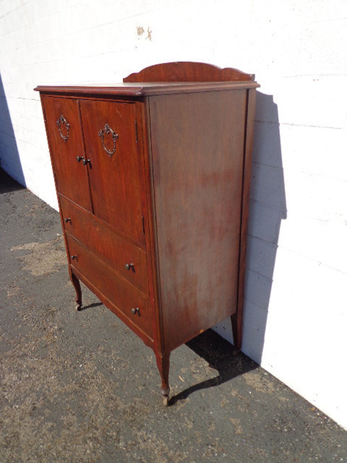 Antique Armoire Wardrobe Chest of Drawers Tall Dresser Wood Etsy