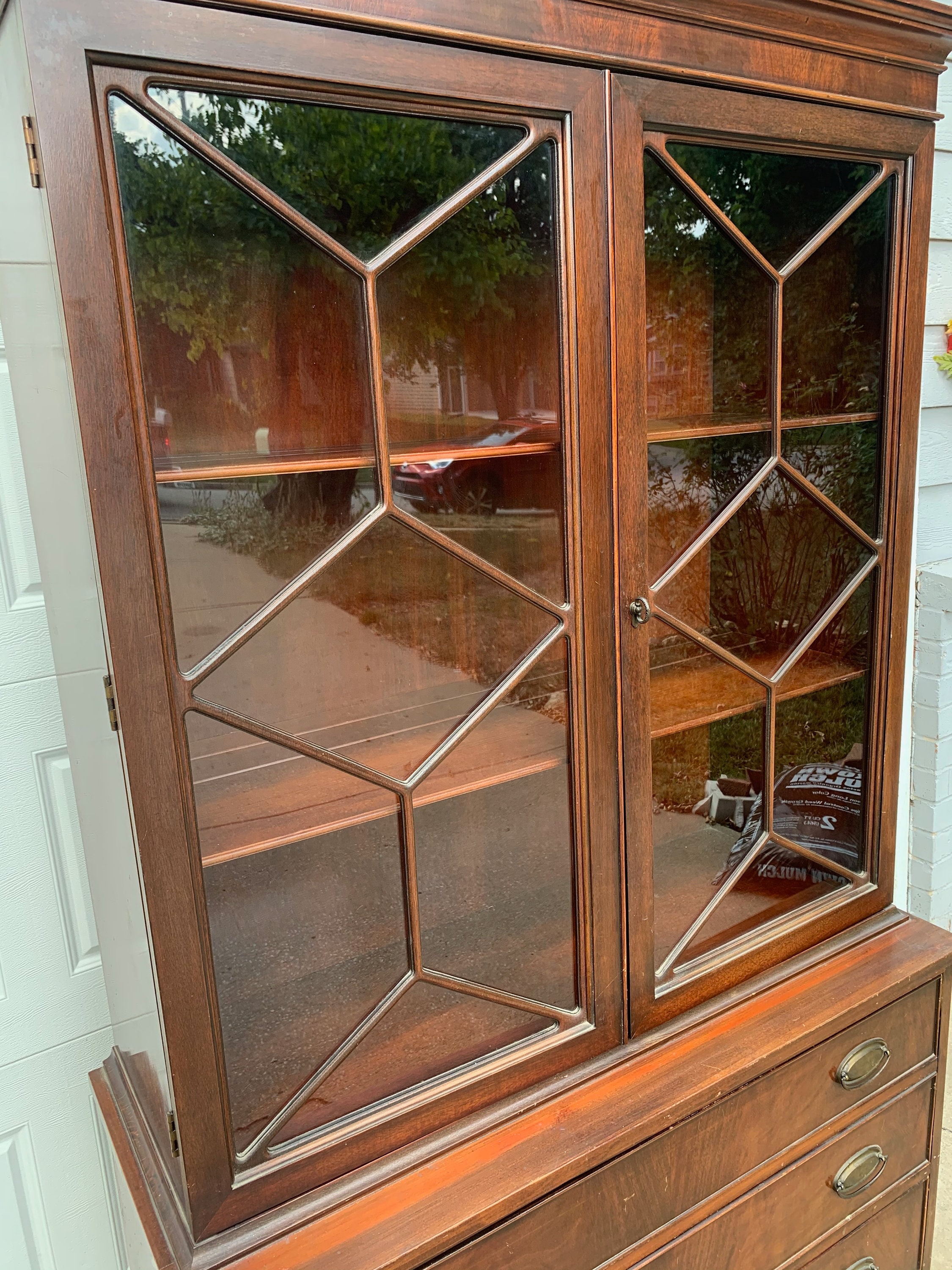 Antique China Display Case Hepplewhite Hutch Buffet Server