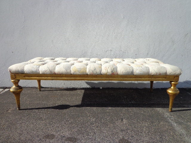 Bench Bed Vintage Vanity Wood Seating Tufted Hollywood