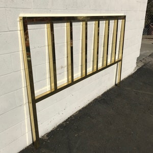 Vintage Polished Brass King Headboard | Hollywood Regency bild 4