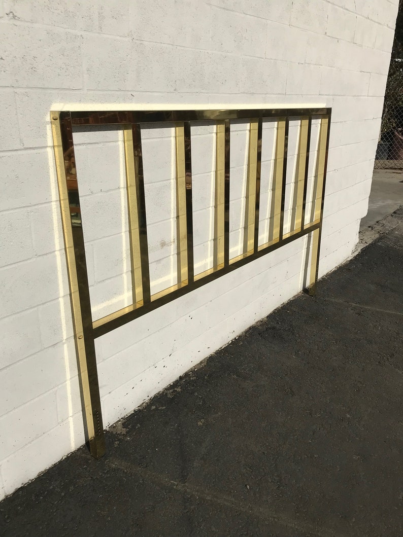 Vintage Polished Brass King Headboard | Hollywood Regency bild 4