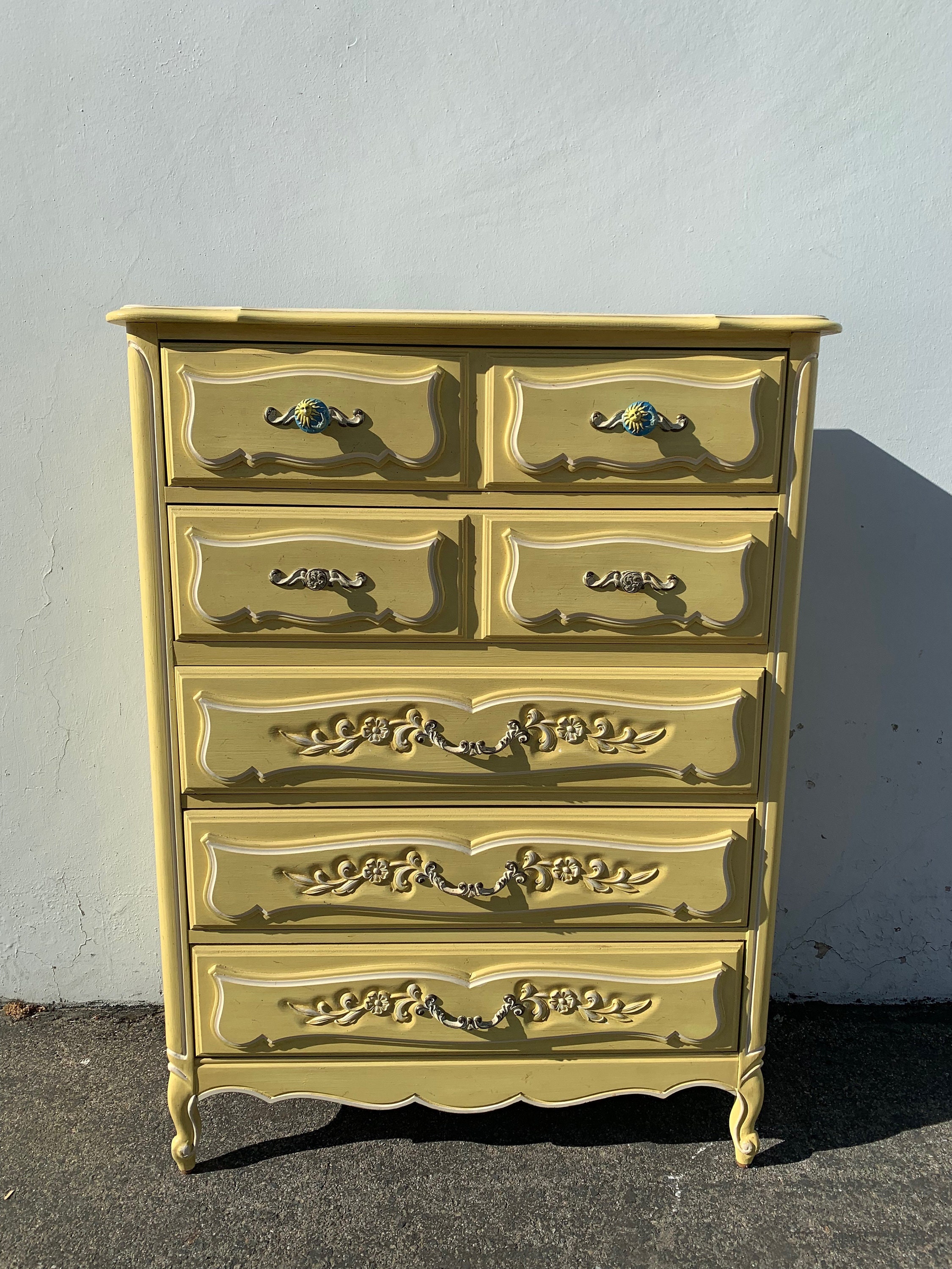 French Provincial Tall Dresser Tallboy Highboy Chest Of Drawers