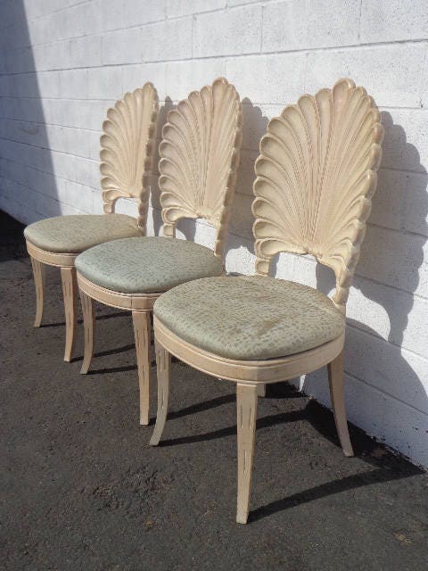 Dining Chairs Grotto Italian Carved Wood Seashell Shell Back Dining Set Chair Miami Beach Regency Seating Vintage Tropical Glam Hollywood