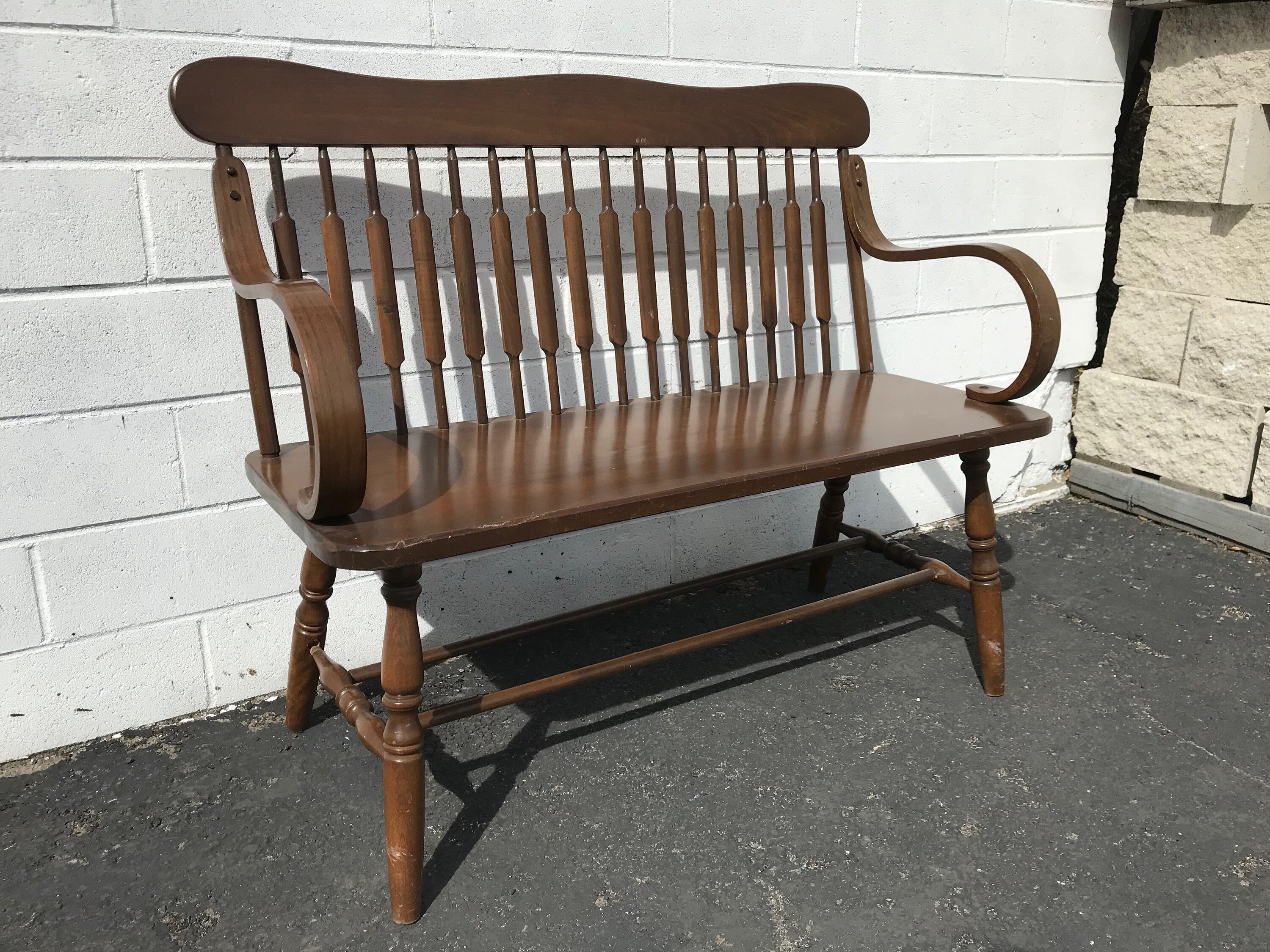Bench Loveseat Antique Solid Wood Deacon Seating Country French Chair