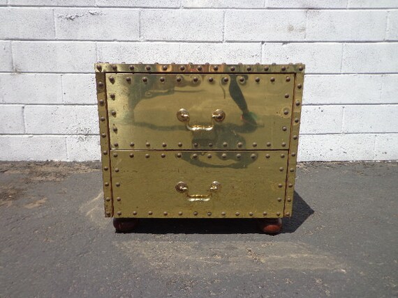 Sarried Chest Brass Gold Colored Trunk Storage Locker Regency