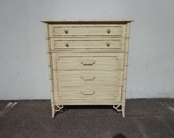 Vintage Tall Dresser Faux Bamboo Thomasville Allegro Bedroom Console Chest Drawers Regency Chinoiserie Boho Chic Campaign CUSTOM PAINT Avail