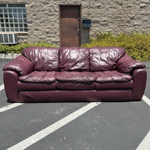 Post Modern Leather Sofa Couch Loveseat Vintage Palliser Oxblood Lounge Seating Living Room Furniture
