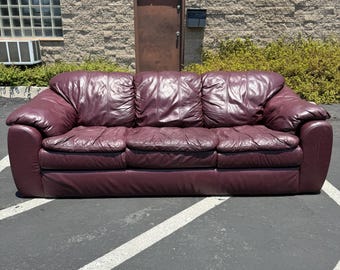Post Modern Leather Sofa Couch Loveseat Vintage Palliser Oxblood Lounge Seating Living Room Furniture