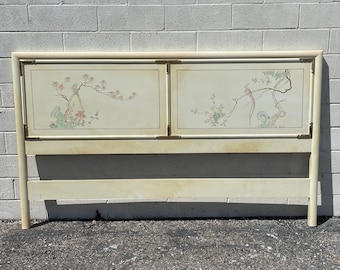 Vintage Asian Theme Headboard King Size Bed Chinese Chippendale Chinoiserie Motiff Bedroom Furniture Boho Chic Regency CUSTOM PAINT Avail
