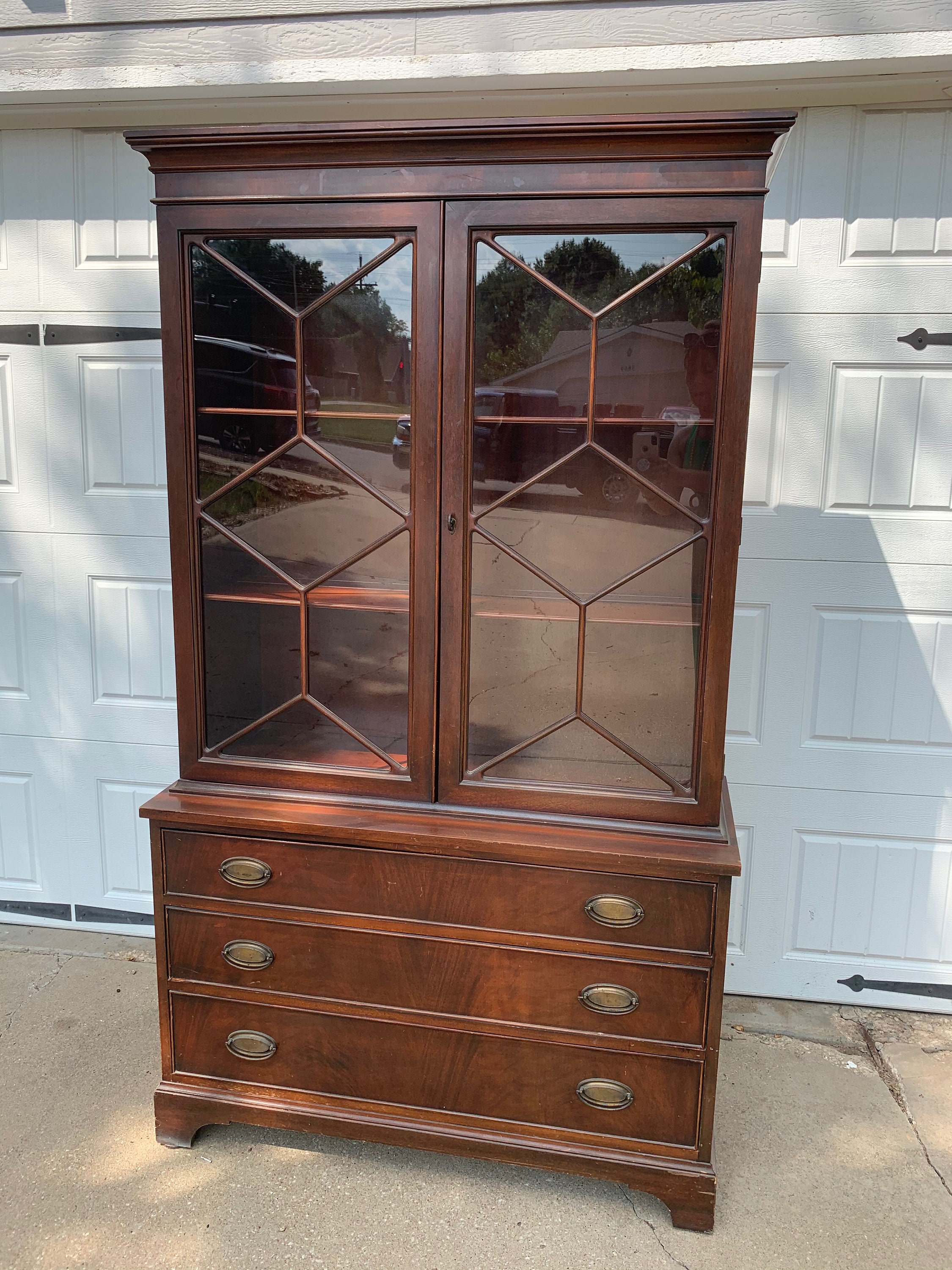 Antique China Display Case Hepplewhite Hutch Buffet Server