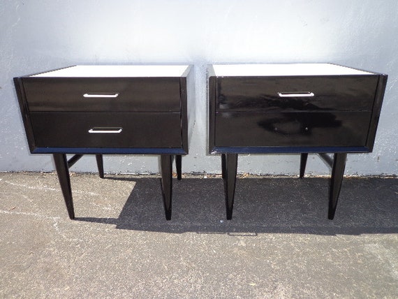 American Of Martinsville Pair Of Nightstands Mid Century Modern Bedside Tables Furniture Bedroom Storage Bohemian Chic Cutom Paint Avail