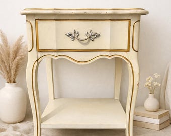 French Provincial Serpentine Nightstand | Rococo End Table - CUSTOM PAINT AVAILABLE