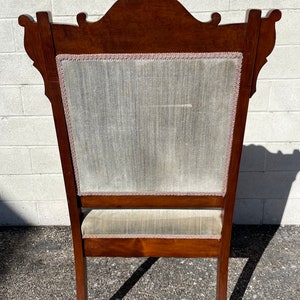 Antique Victorian Armchair Chair French Provincial Boudoir Vanity Seating Bedroom Glam Shabby Chic Carved Wood Fabric Regency Bench Seat Bild 8