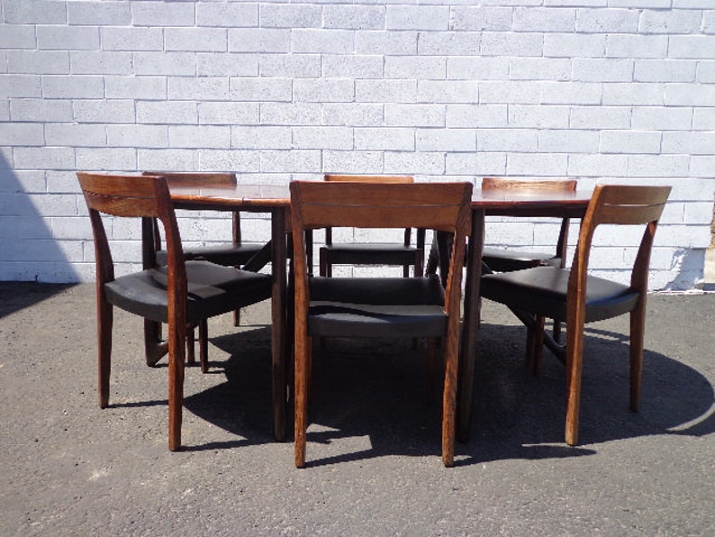 7pc Danish Modern Niels Koefoed Dining Set Mid Century Table Chairs Rosewood Wood Drop Leaf Gate Leg Denmark Koefoeds Møbelfabrik Kitchen image 1