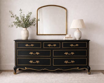 Refinished to Order French Provincial Dresser | Vintage Serpentine Chest of Drawers