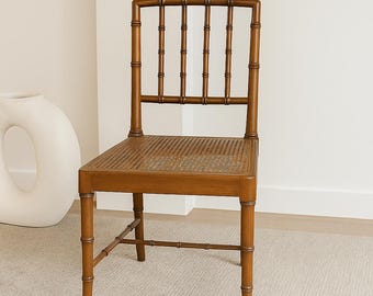 Vintage Faux Bamboo Cane Side Chair | Chinese Chippendale Chinoiserie Accent |Custom Paint Available