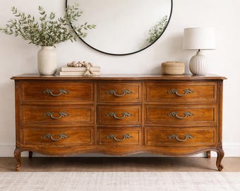 Vintage As Is Drexel French Provincial Serpentine Dresser - CUSTOM PAINT AVAILABLE