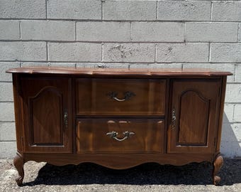 Antique French Provincial Wood Cabinet Mount Airy Buffet Console Low Table Primitive Shabby Chic Storage Vintage Wood CUSTOM PAINT AVAIL