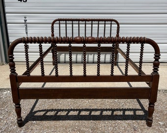 Antique Jenny Lind Bed Country Full Size Wood Spindle Headboard Footboard Woven Shabby Chic Bedroom Cottage Chic Regency Farmhouse Rustic