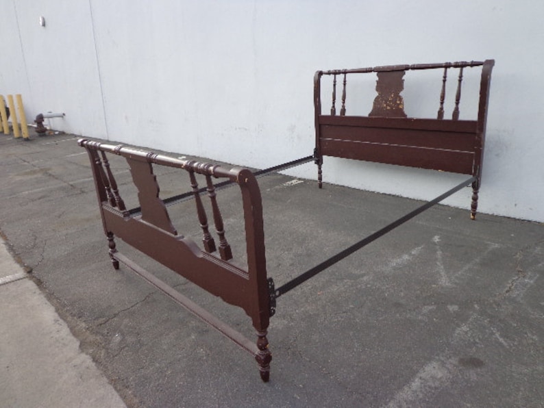 Antique Bed Shabby Chic Primitive Rustic French Provincial Headboard Bed Frame Wood Vintage Bedroom Furniture Country CUSTOM PAINT AVAILABLE image 2