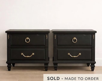 Customized Pair of Nightstands - Vintage French Regency Bedside Tables