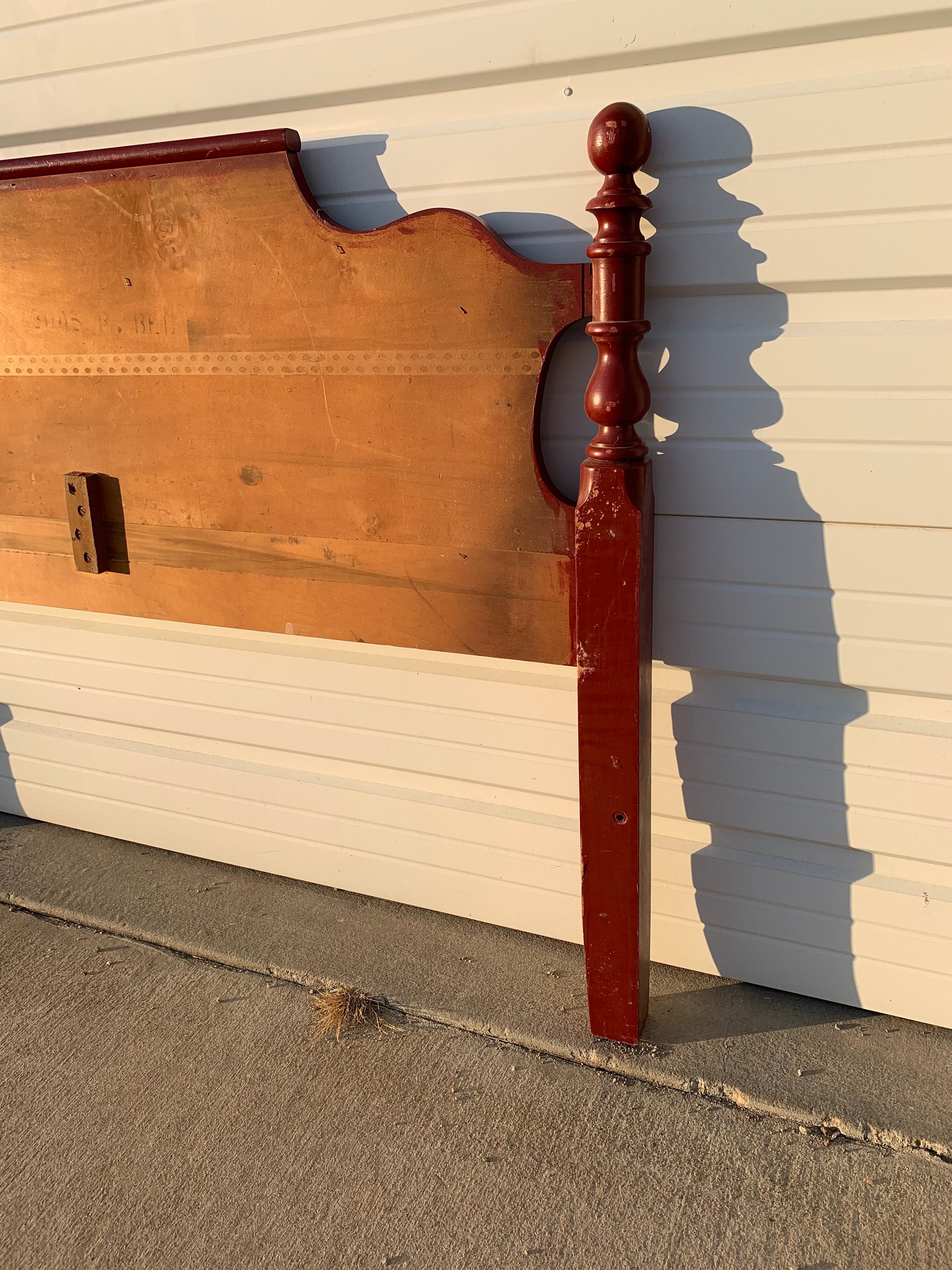 Antique Full Headboard Wood Bed Traditional Vintage Bedroom Furniture