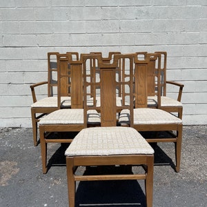 Mid Century Dining Set Chairs Table Seating Wood Chinoiserie Asian Kitchen Style Bohemian Boho Chic Antique Furniture CUSTOM PAINT Avail image 2