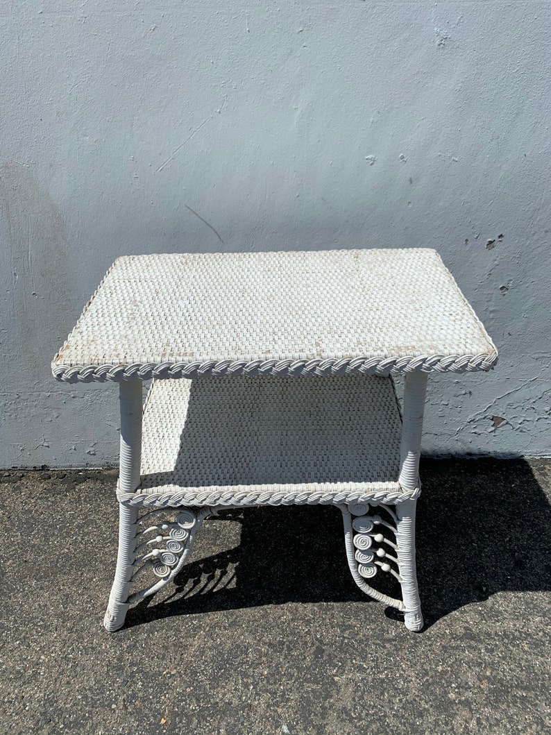 Antique Rattan Wicker Table Victorian Peacock Primitive Rustic Etsy