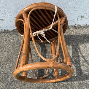 Rattan Stool Bentwood Bamboo Paul Frankl Style Ottoman Footrest Rattan Hassock Wood Vintage Seating Mid Century Furniture Bohemian Boho Chic image 9