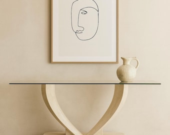 Vintage Tessellated Stone Console Table with Glass Top — Postmodern Art Deco