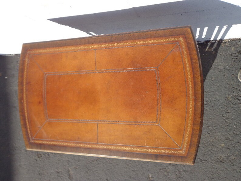 Nesting Tables Wood Traditional Henredon Tooled Leather Top Accent Side