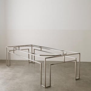 Vintage Chrome Geometric Coffee Table Base  | 1970s–80s Architectural Style