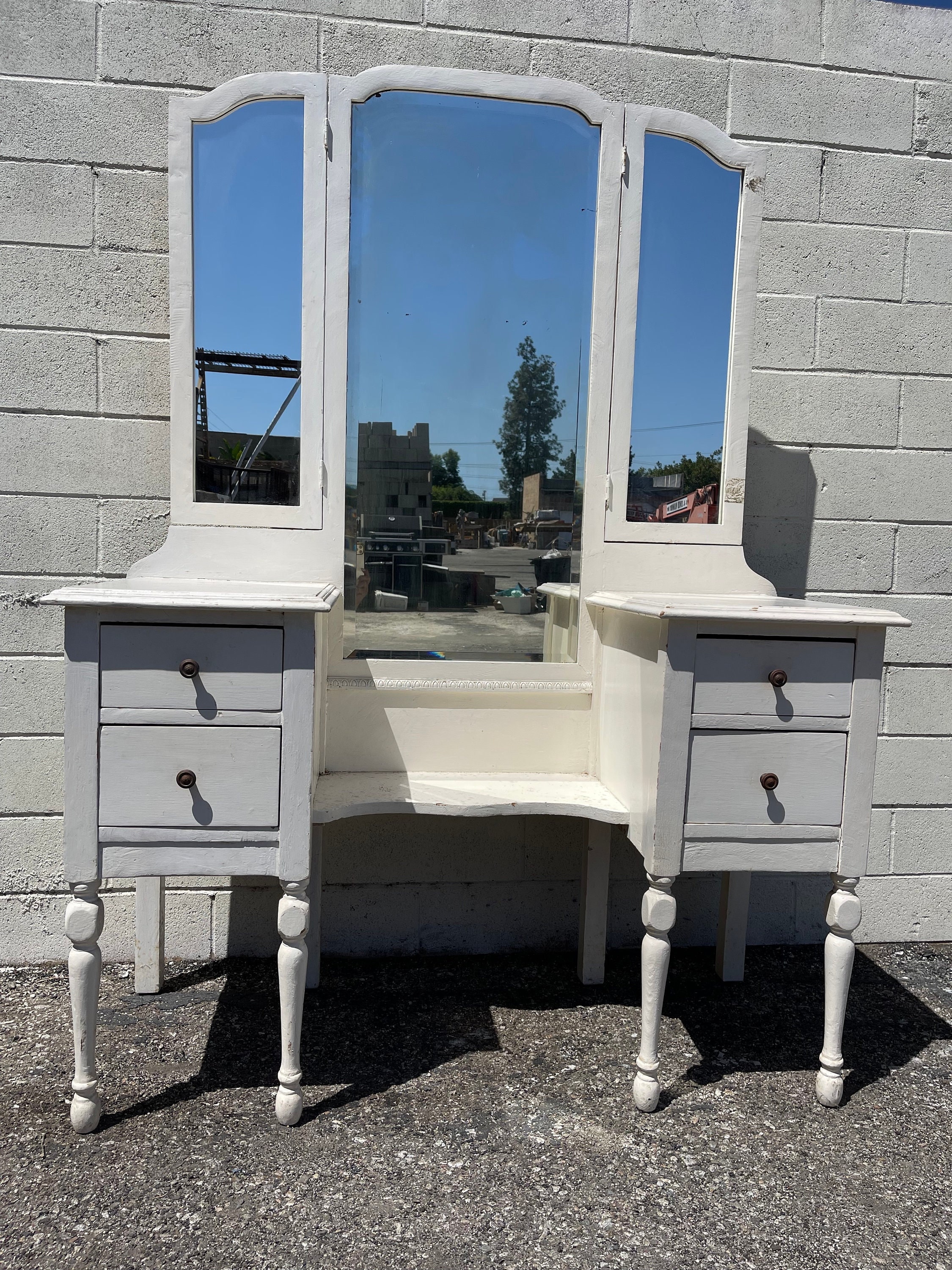 American Antique Vanity Desk Dresser Chest Makeup Table Bedroom Storage Wood Farmhouse Country Boho Bohemian Eclectic CUSTOM PAINT Avail