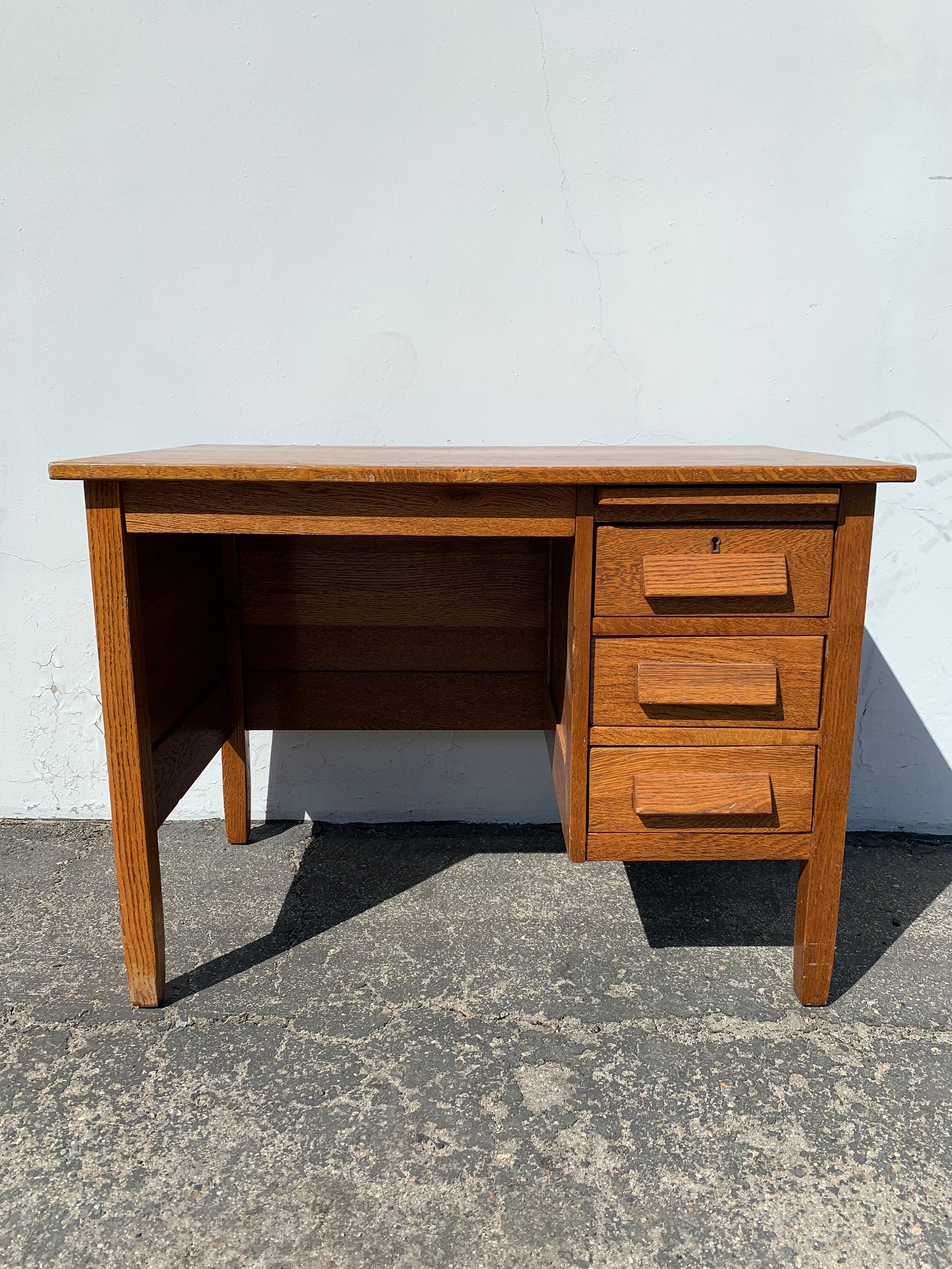 Vintage Wood Desk Writing Office Table Student Vanity Traditional