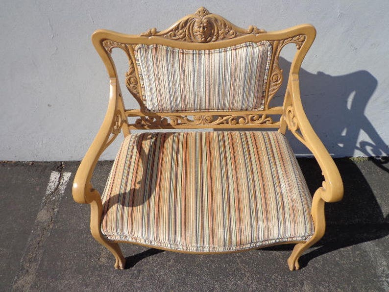 Bench Settee Loveseat French Provincial Boudoir Vanity Bed Vintage Hollywood Regency Entry Chippendale Sofa Shabby Chic Victorian Seating image 3