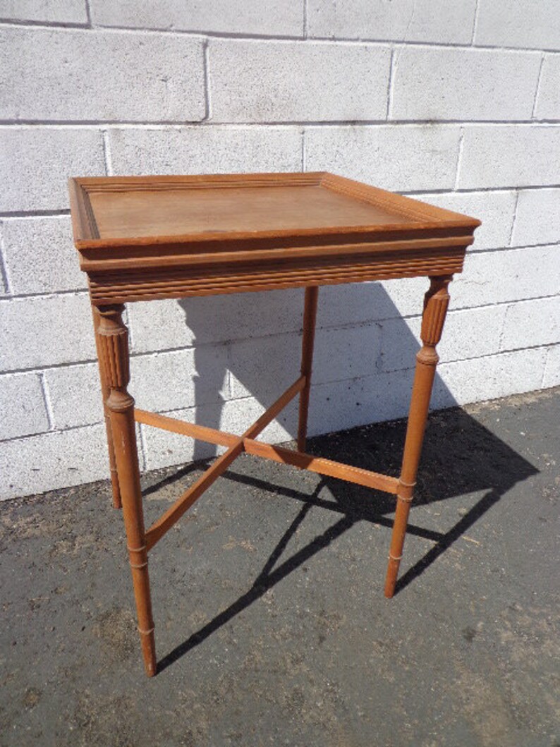 Antique Wood Table Traditional Fluted Nightstand Accent Side Etsy