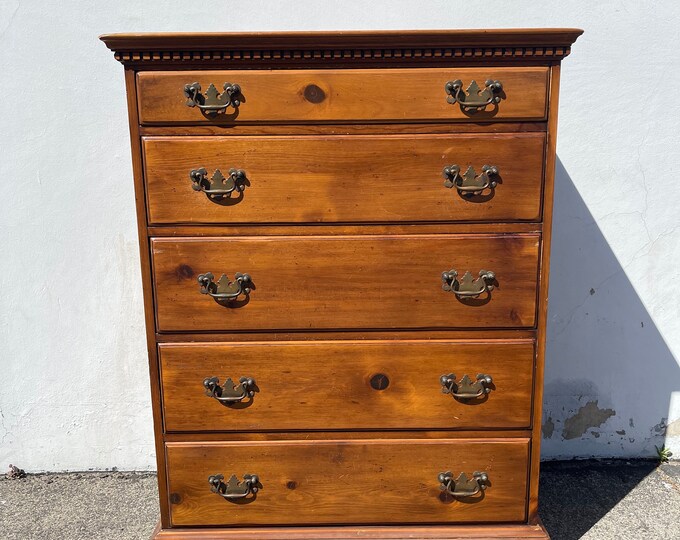 Antique Dresser Tall Boy Highboy Solid Maple Wood Chest Etsy