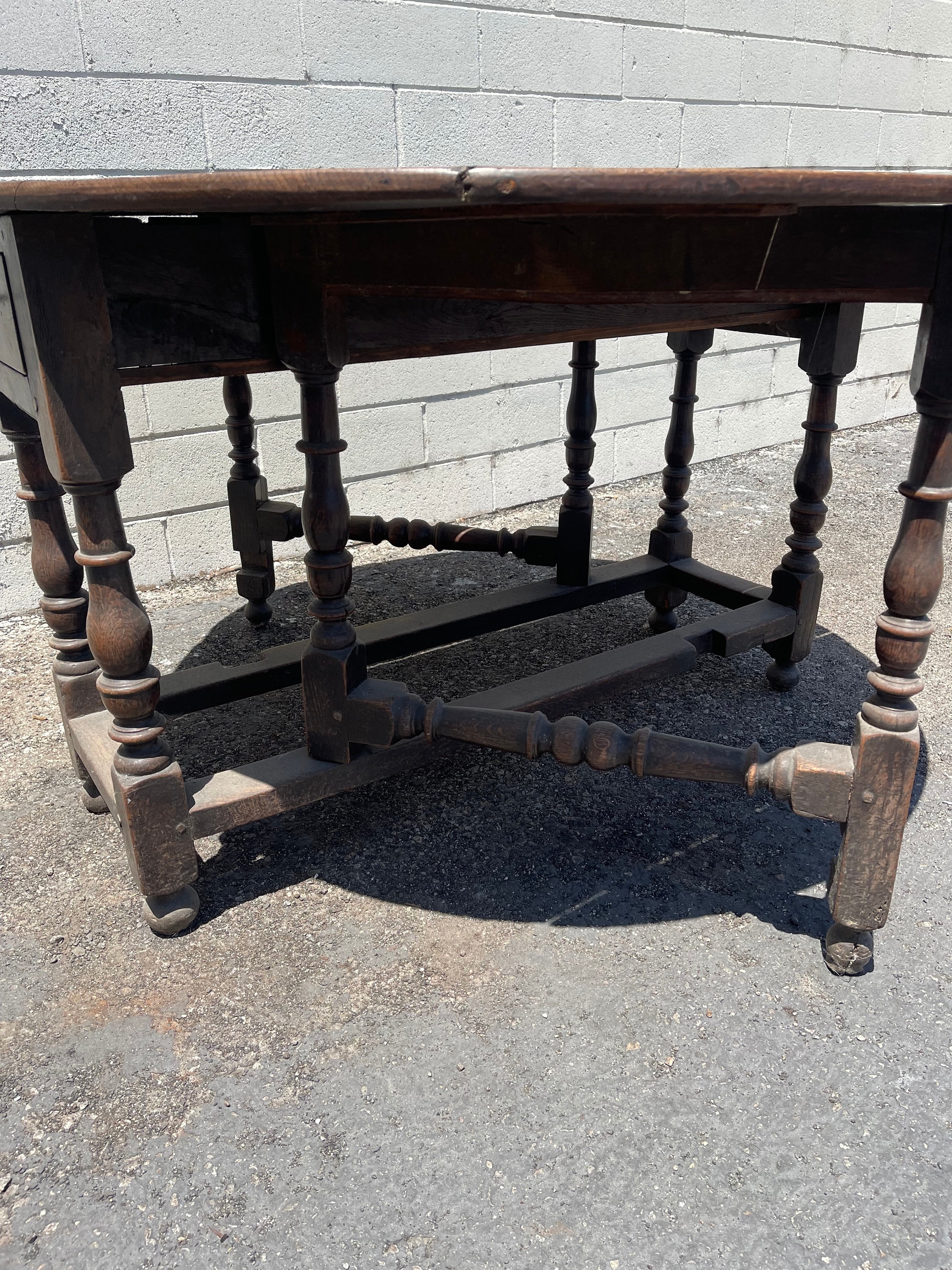 Antique Dining Gate Table Folding Drop Leaf Spindle Shaker Wood