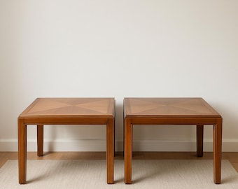 Pair of Tables Drexel Accolade Post Modern Solid Wood Vintage Mid Century Chinoiserie Bohemian Chic Asian Chinese CUSTOM PAINT Avail