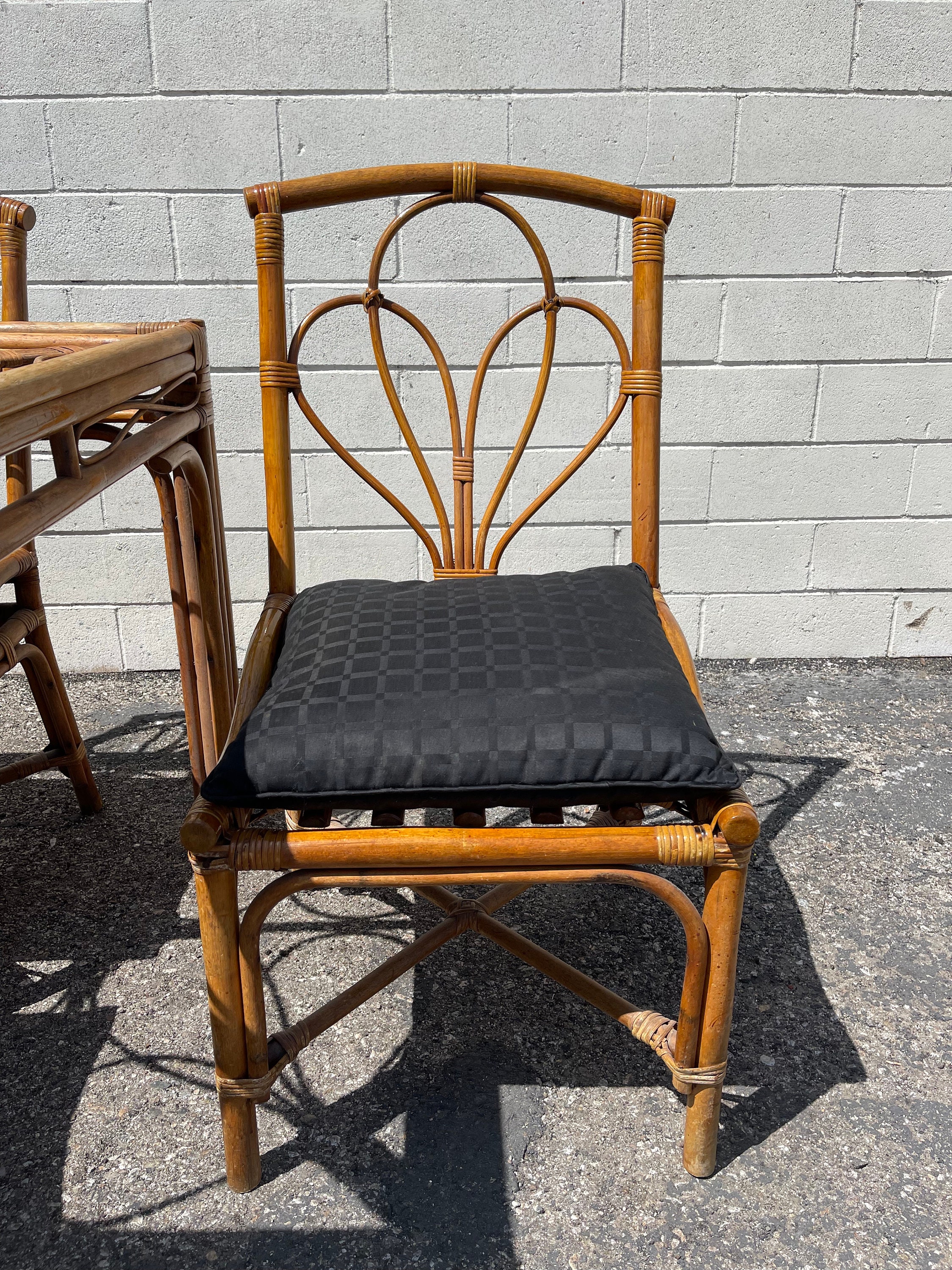 Set of Vintage Brass Faux Bamboo Dining 4 Chairs and Table France 1970s MCM  Modernist Hollywood Regency Retro -  Canada